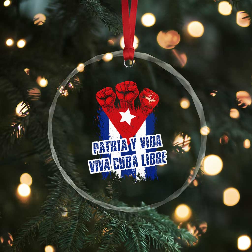 Patria y Vida Cuba Libre Crystal Glass Ornament Cuba Flag Fist Freedom Movement