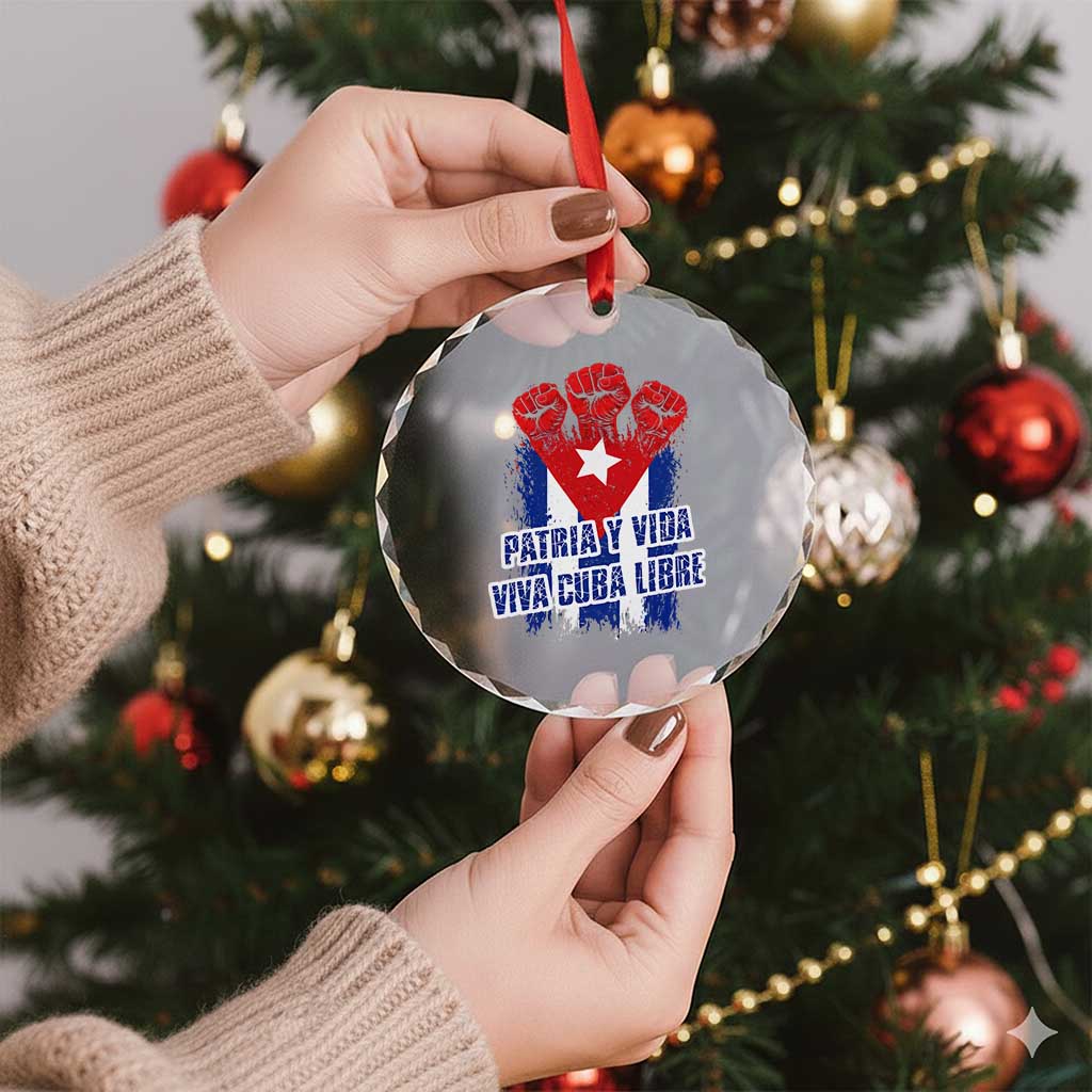 Patria y Vida Cuba Libre Crystal Glass Ornament Cuba Flag Fist Freedom Movement