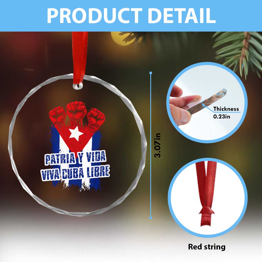 Patria y Vida Cuba Libre Crystal Glass Ornament Cuba Flag Fist Freedom Movement
