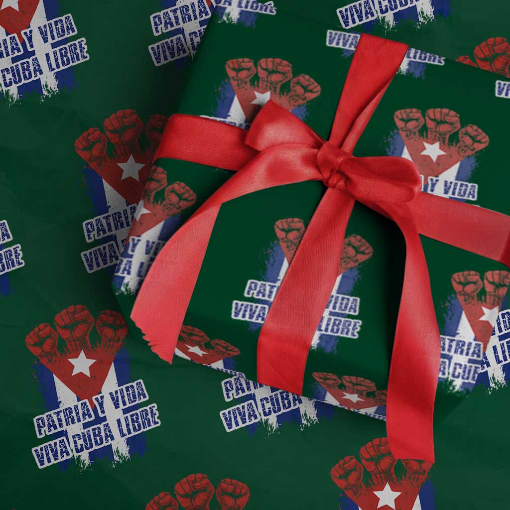 Patria y Vida Cuba Libre Wrapping Paper Roll Cuba Flag Fist Freedom Movement