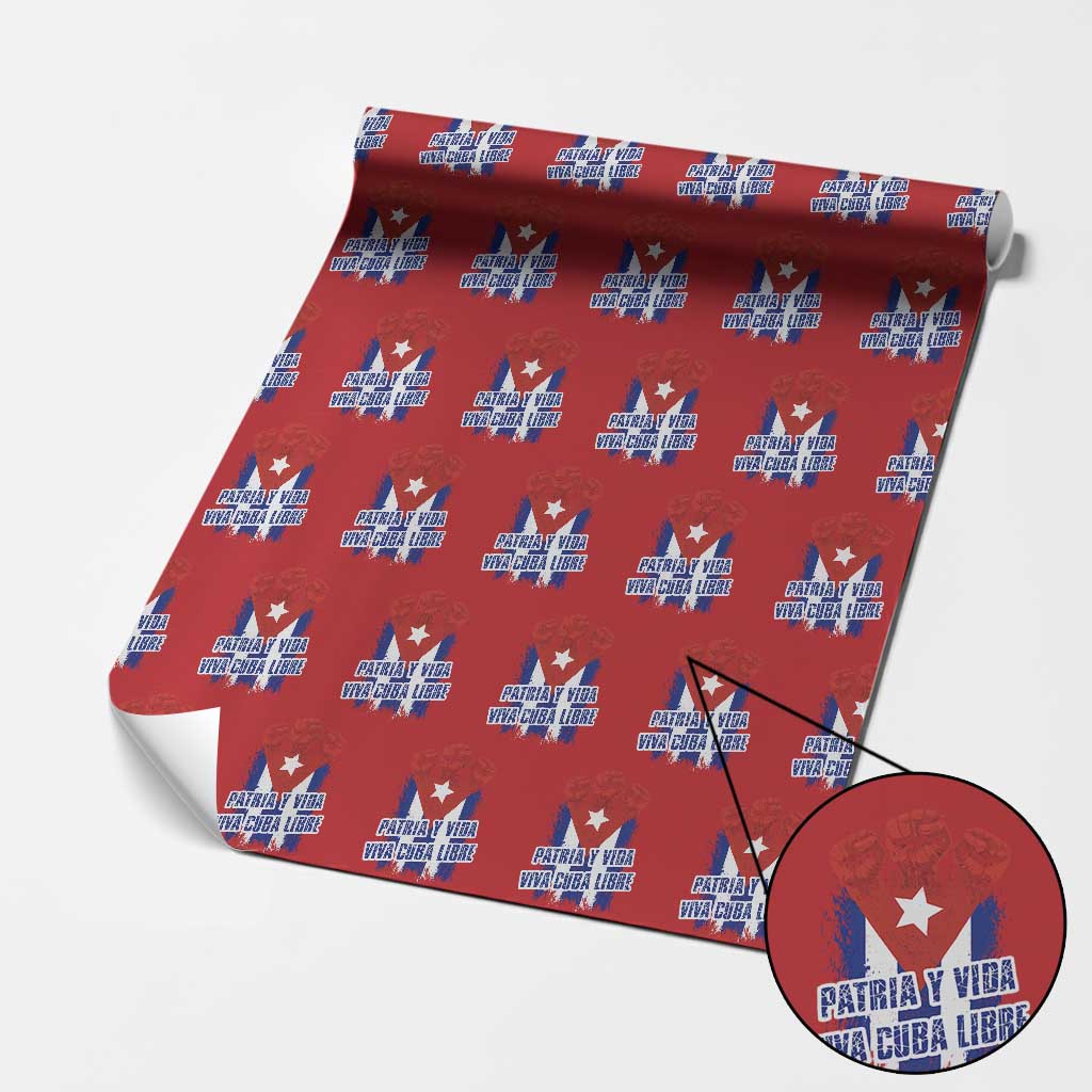 Patria y Vida Cuba Libre Wrapping Paper Roll Cuba Flag Fist Freedom Movement