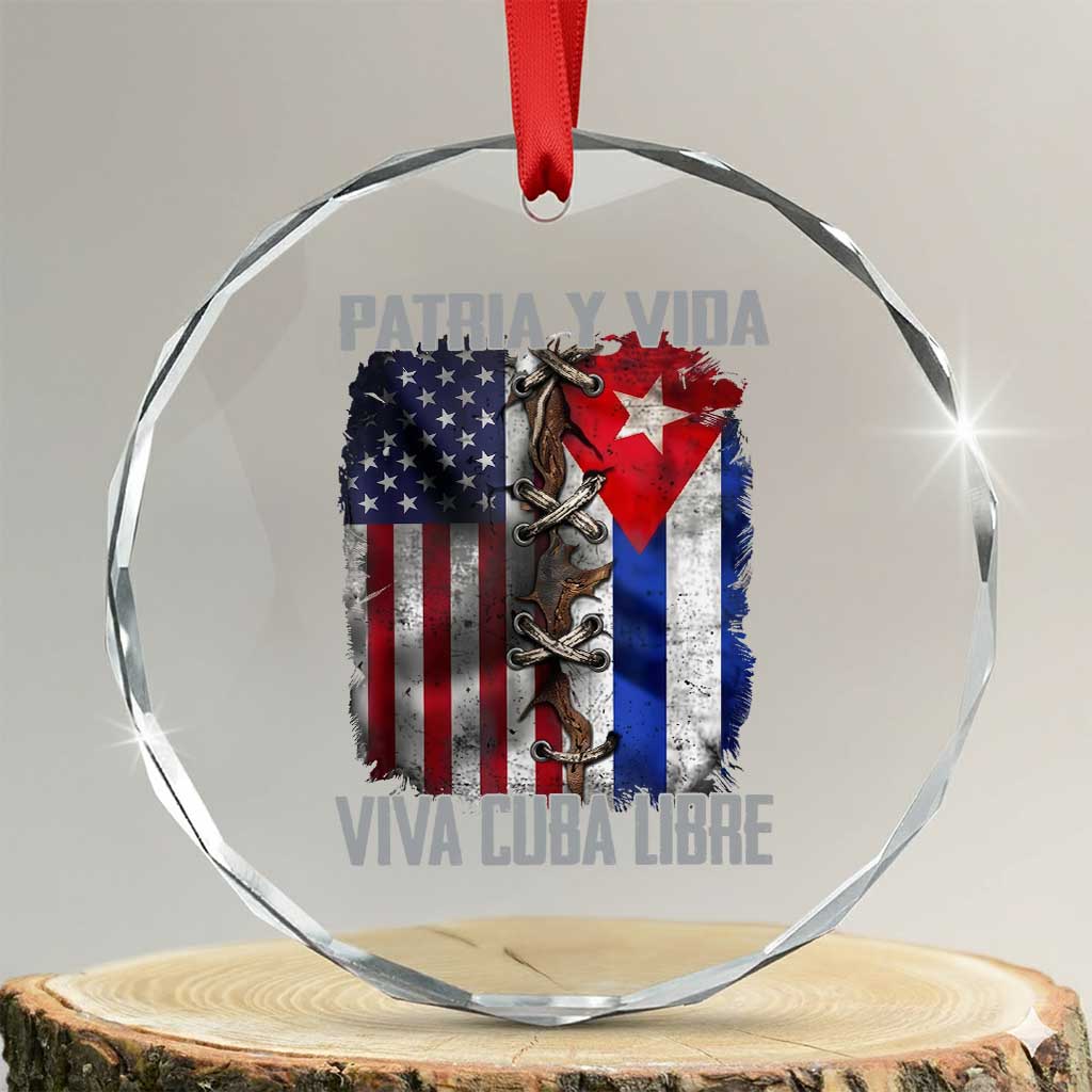 Patria y Vida Cuba Libre Freedom Crystal Glass Ornament Cuban Pride Independence USA Cuba Flag