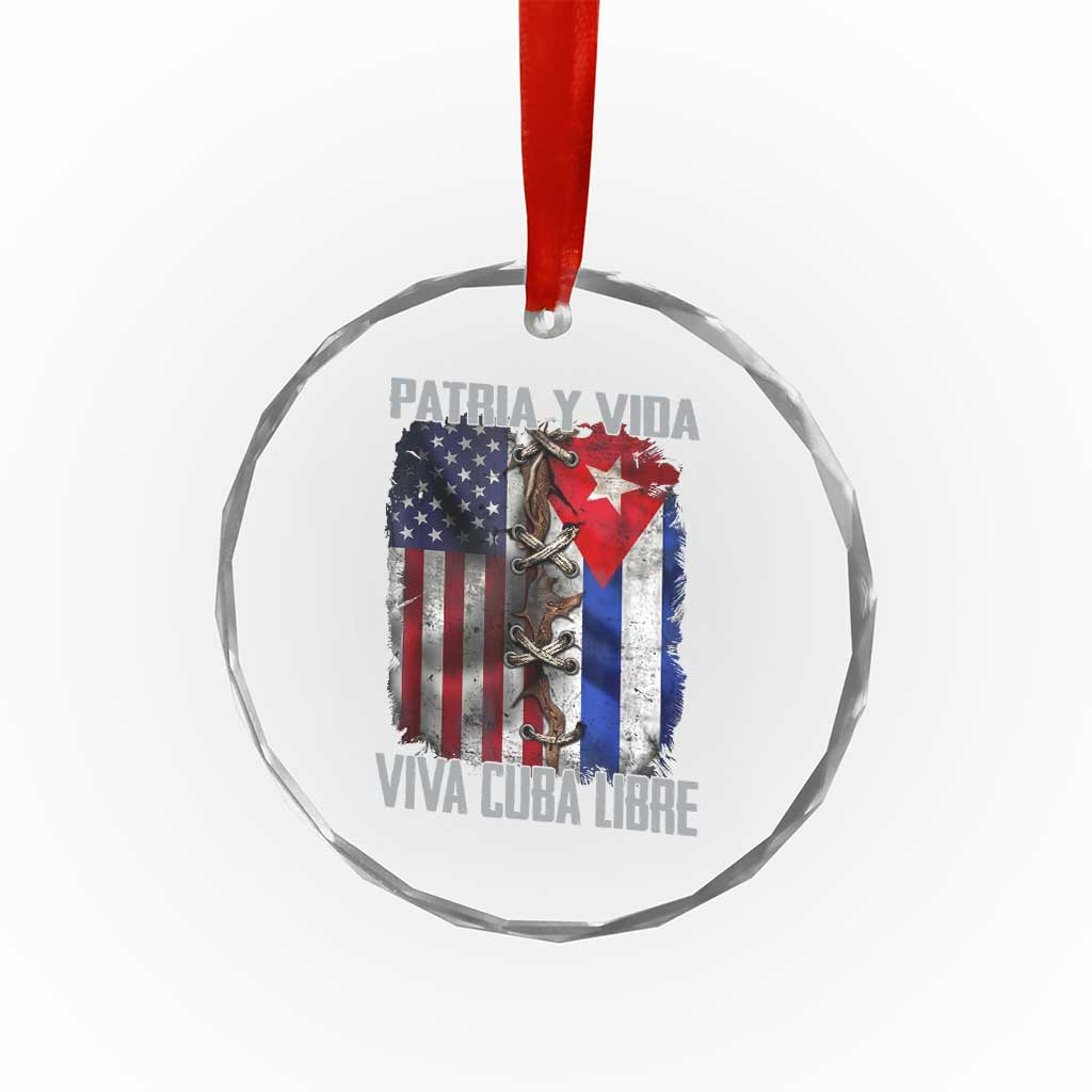 Patria y Vida Cuba Libre Freedom Crystal Glass Ornament Cuban Pride Independence USA Cuba Flag