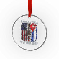 Patria y Vida Cuba Libre Freedom Crystal Glass Ornament Cuban Pride Independence USA Cuba Flag
