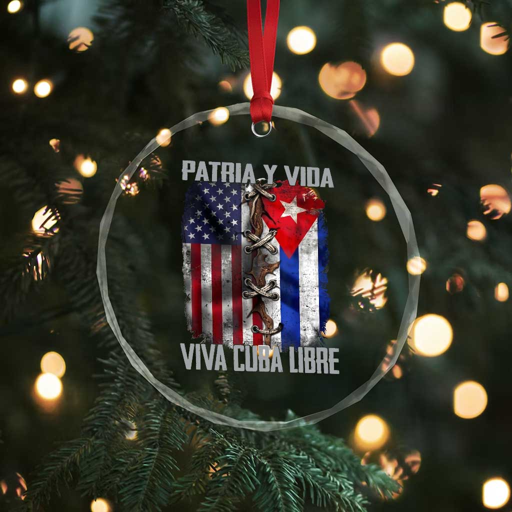 Patria y Vida Cuba Libre Freedom Crystal Glass Ornament Cuban Pride Independence USA Cuba Flag