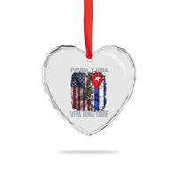 Patria y Vida Cuba Libre Freedom Heart Crystal Glass Ornament Cuban Pride Independence USA Cuba Flag