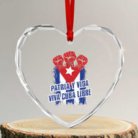 Patria y Vida Cuba Libre Heart Crystal Glass Ornament Cuba Flag Fist Freedom Movement