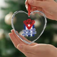 Patria y Vida Cuba Libre Heart Crystal Glass Ornament Cuba Flag Fist Freedom Movement