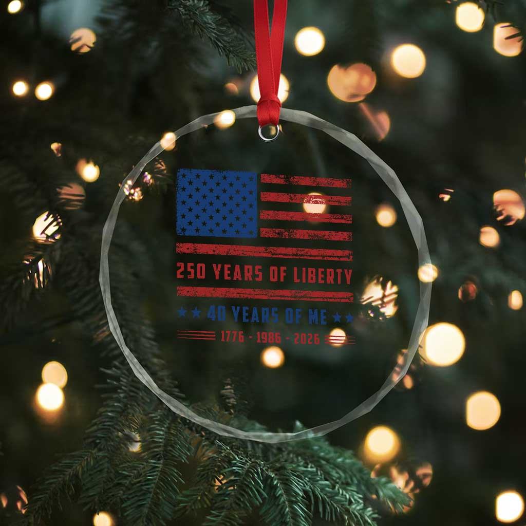 Patriotic 40th Birthday USA 250th Anniversary Crystal Glass Ornament 250 Years of Liberty 1986 40 Year Old Gift