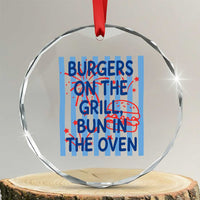 Patriotic 4th of July Pregnancy Announcement Preppy Style Crystal Glass Ornament Burgers On The Grill Bun In The Oven Summer BBQ