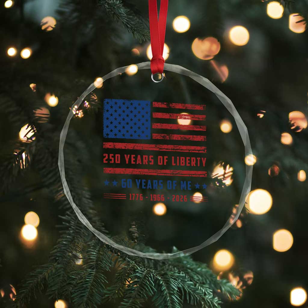 Patriotic 60th Birthday USA 250th Anniversary Crystal Glass Ornament 250 Years of Liberty 1966 60 Year Old Gift