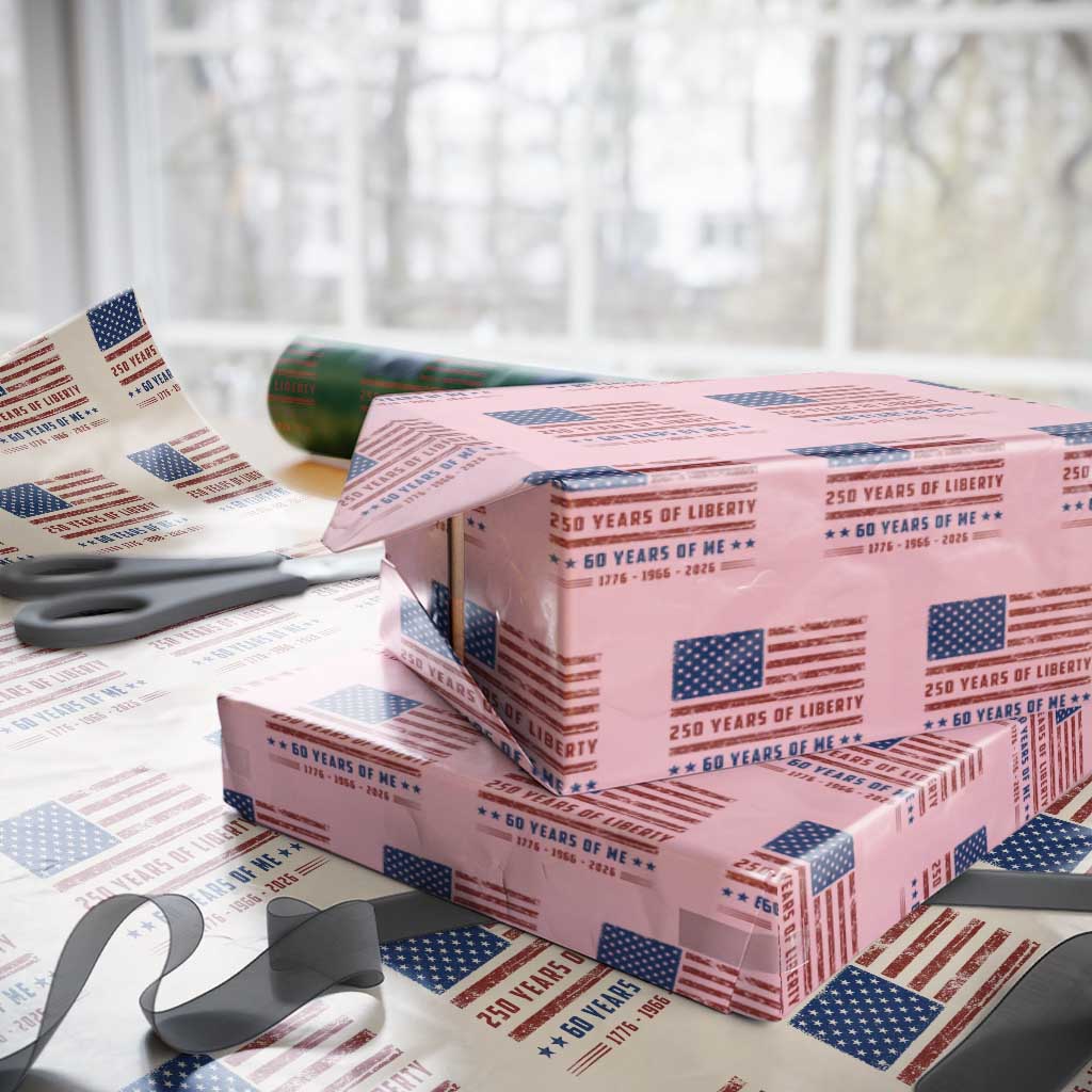 Patriotic 60th Birthday USA 250th Anniversary Wrapping Paper Roll 250 Years of Liberty 1966 60 Year Old Gift
