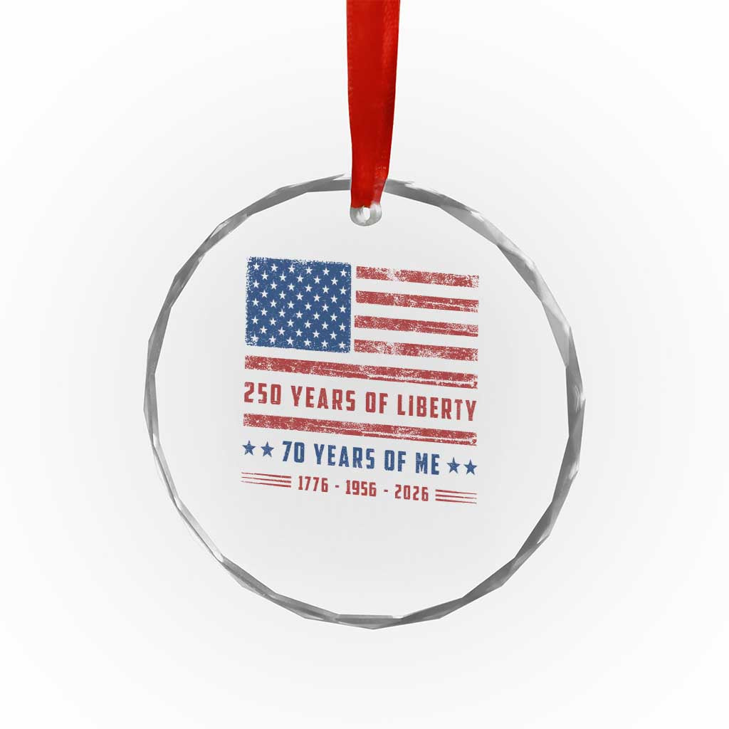 Patriotic 70th Birthday USA 250th Anniversary Crystal Glass Ornament 250 Years of Liberty 1956 70 Year Old Gift