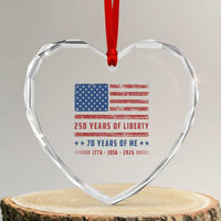 Patriotic 70th Birthday USA 250th Anniversary Heart Crystal Glass Ornament 250 Years of Liberty 1956 70 Year Old Gift