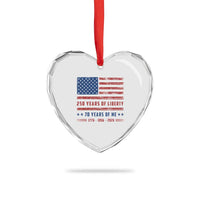 Patriotic 70th Birthday USA 250th Anniversary Heart Crystal Glass Ornament 250 Years of Liberty 1956 70 Year Old Gift