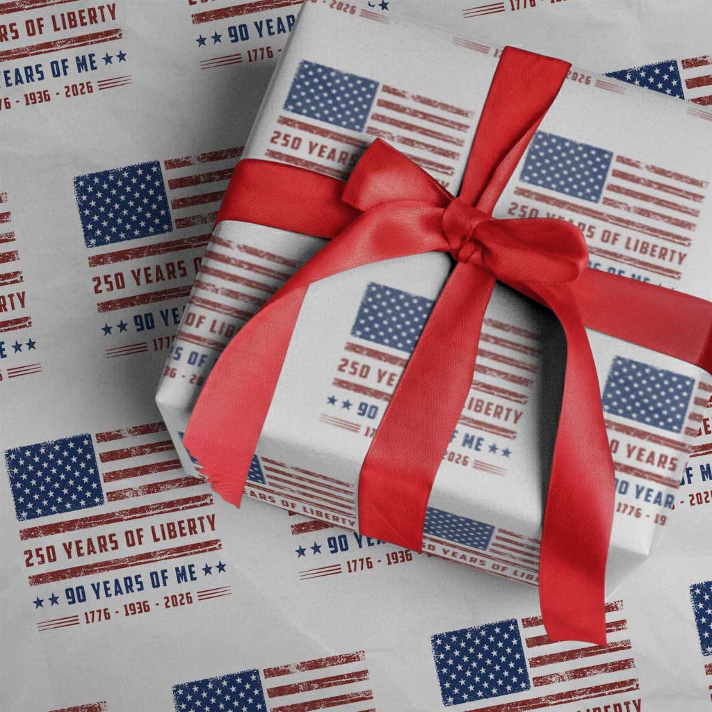 Patriotic 90th Birthday USA 250th Anniversary Wrapping Paper Roll 250 Years of Liberty 1936 90 Year Old Gift