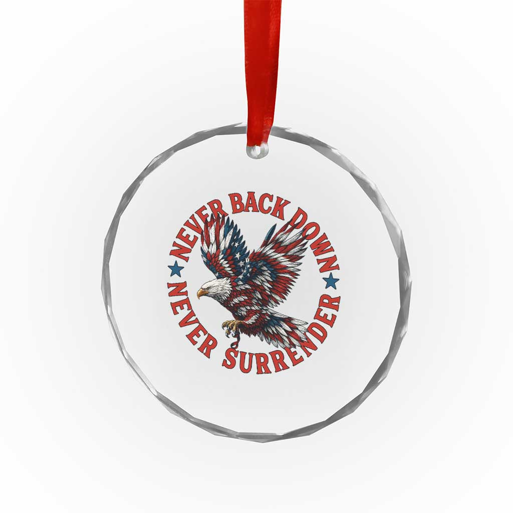Patriotic American Eagle Graphic Crystal Glass Ornament Never Back Down Never Surrender Memorial for Freedom Fighters TS02