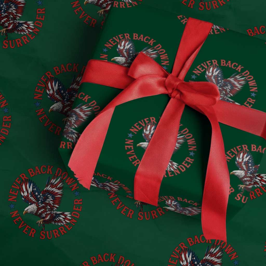 Patriotic American Eagle Graphic Wrapping Paper Roll Never Back Down Never Surrender Memorial for Freedom Fighters - Wonder Print Shop