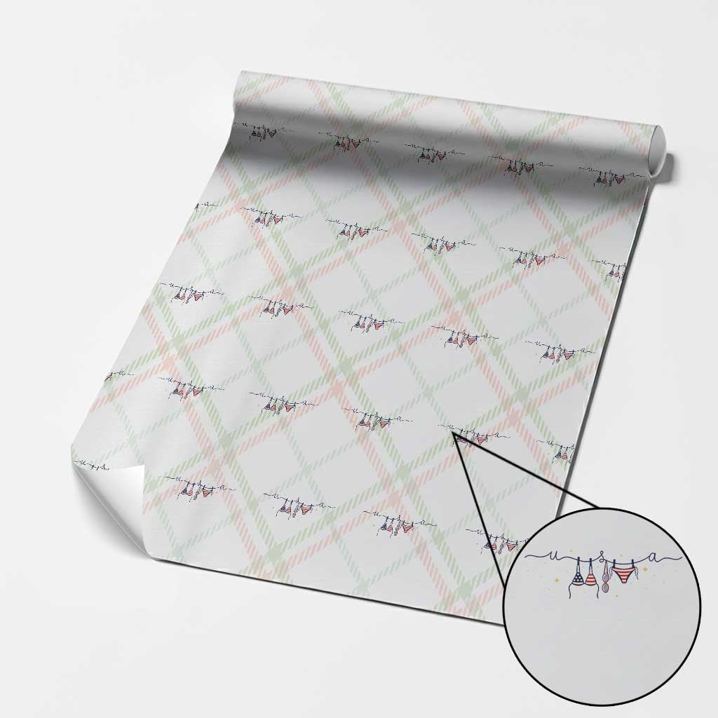 Patriotic American Flag Bikini Wrapping Paper Roll USA Summer Vacation Gift