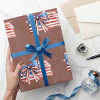Patriotic American Flag Bow Wrapping Paper Roll Gift For Women