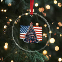 Patriotic American Flag Christmas Crystal Glass Ornament - Wonder Print Shop