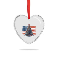 Patriotic American Flag Christmas Heart Crystal Glass Ornament - Wonder Print Shop
