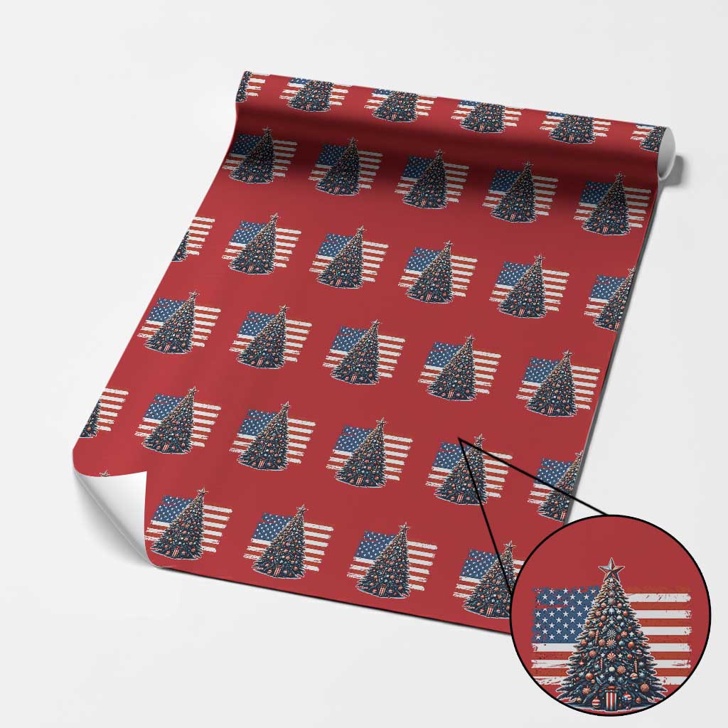 Patriotic American Flag Christmas Wrapping Paper Roll - Wonder Print Shop