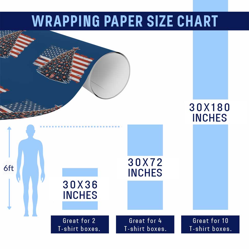 Patriotic American Flag Christmas Wrapping Paper Roll - Wonder Print Shop