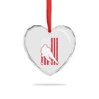 Patriotic American Flag Ice Hockey Player Heart Crystal Glass Ornament Stars And Stripes Sports Graphic