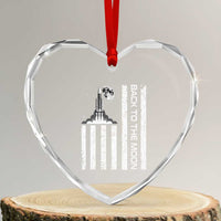 Patriotic American Pride Astronaut Lunar Mission Heart Crystal Glass Ornament Back To The Moon
