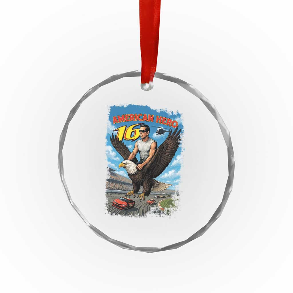 Patriotic Americanana Speed Legend 16 Tribute Crystal Glass Ornament American Hero Bald Eagle Speedway Memorial - Wonder Print Shop