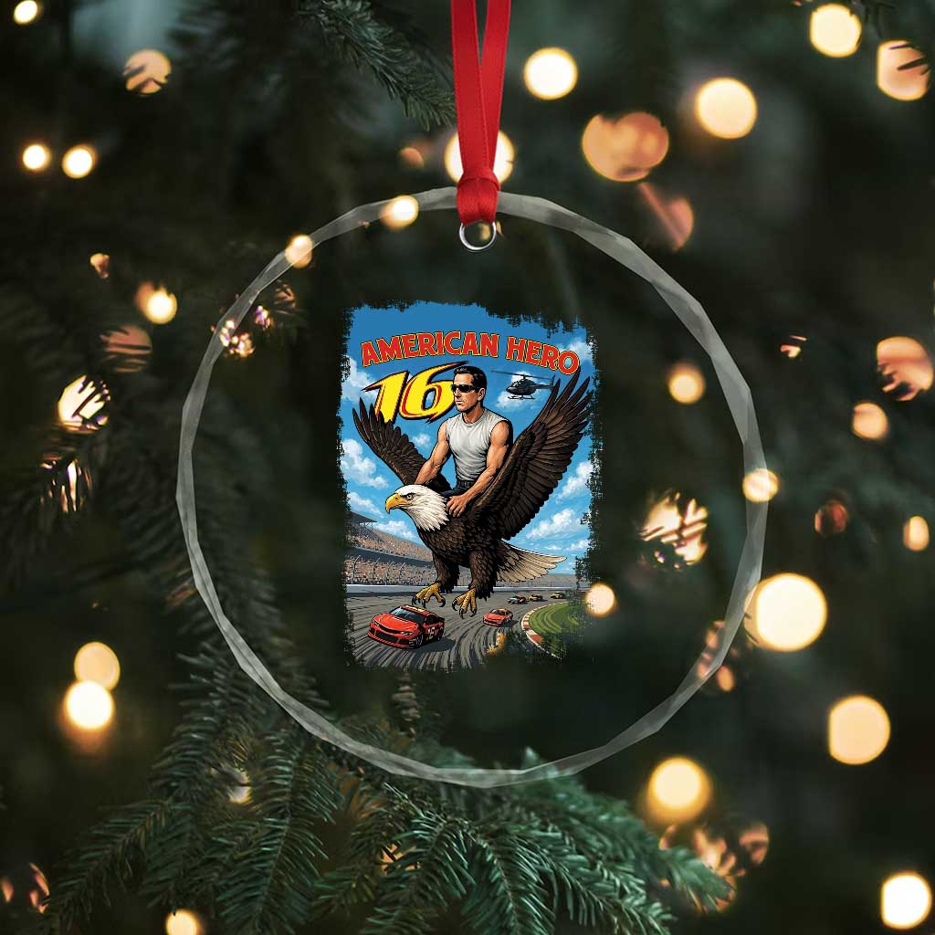 Patriotic Americanana Speed Legend 16 Tribute Crystal Glass Ornament American Hero Bald Eagle Speedway Memorial - Wonder Print Shop