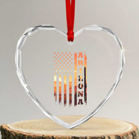 Patriotic Arizona Flag Sunset Graphic Heart Crystal Glass Ornament American Flag Southwest Desert Saguaro Cactus State Pride Souvenir