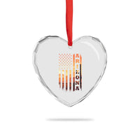 Patriotic Arizona Flag Sunset Graphic Heart Crystal Glass Ornament American Flag Southwest Desert Saguaro Cactus State Pride Souvenir