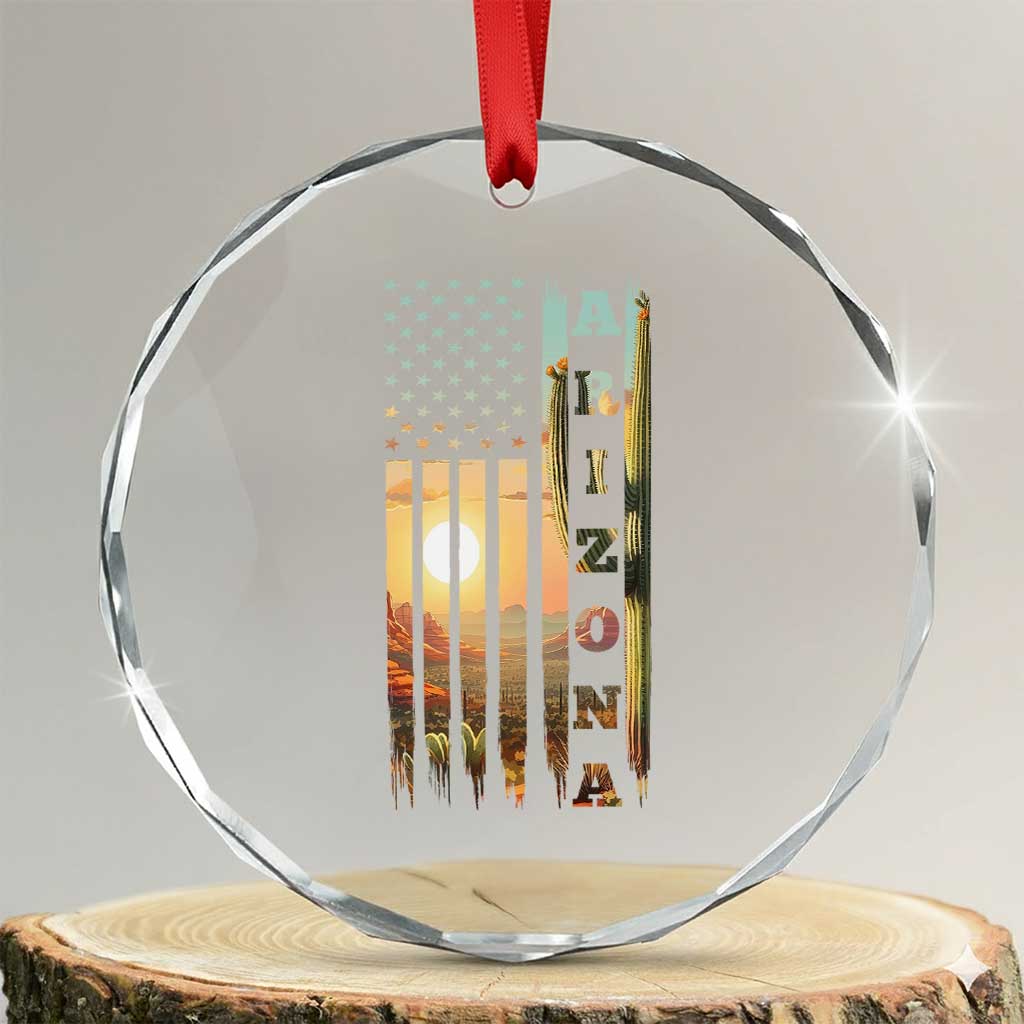 Patriotic Arizona State Flag Crystal Glass Ornament Southwest Landscape Gift