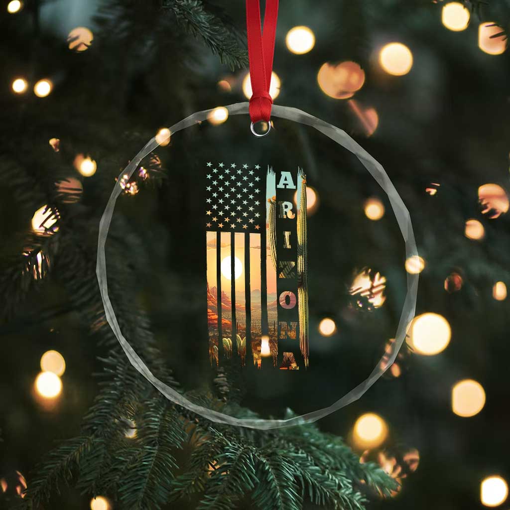 Patriotic Arizona State Flag Crystal Glass Ornament Southwest Landscape Gift
