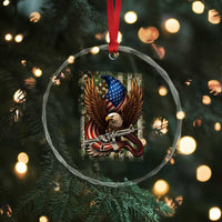Patriotic Armed Eagle with Camo Flag Crystal Glass Ornament Military Patriotic USA Defense TS02