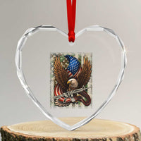Patriotic Armed Eagle with  Camo Flag Heart Crystal Glass Ornament Military Patriotic USA Defense - Wonder Print Shop