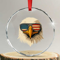 Patriotic Bald Eagle Crystal Glass Ornament With Sunglasses American Flag Vintage TS02