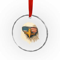 Patriotic Bald Eagle Crystal Glass Ornament With Sunglasses American Flag Vintage TS02