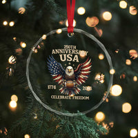 Patriotic Bald Eagle Football Crystal Glass Ornament America 250th Anniversary Gift