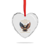 Patriotic Bald Eagle Football Heart Crystal Glass Ornament America 250th Anniversary Gift