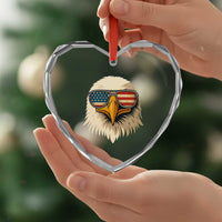 Patriotic Bald Eagle Heart Crystal Glass Ornament With Sunglasses American Flag Vintage - Wonder Print Shop