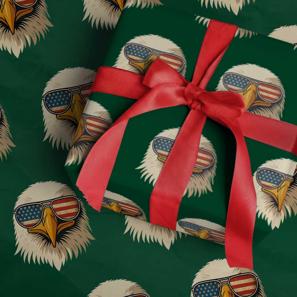 Patriotic Bald Eagle Wrapping Paper Roll With Sunglasses American Flag Vintage - Wonder Print Shop