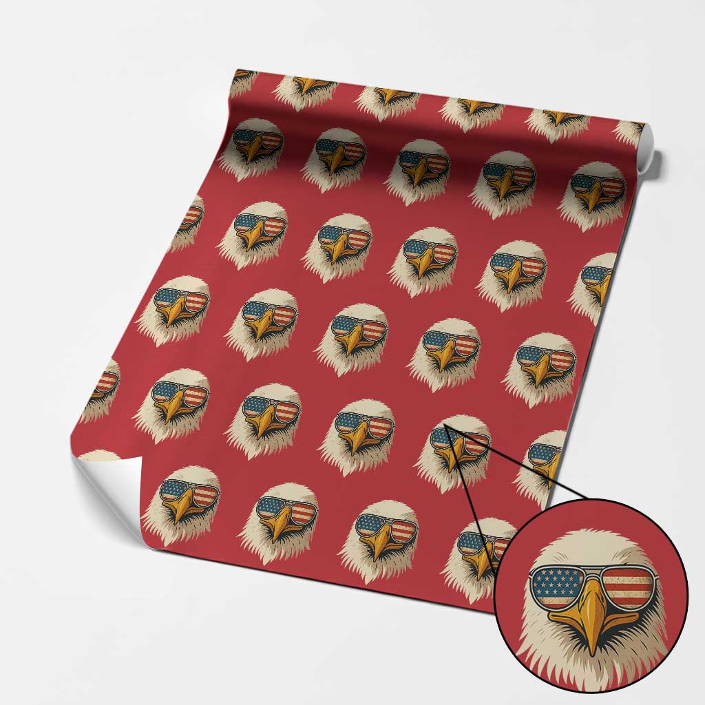 Patriotic Bald Eagle Wrapping Paper Roll With Sunglasses American Flag Vintage - Wonder Print Shop