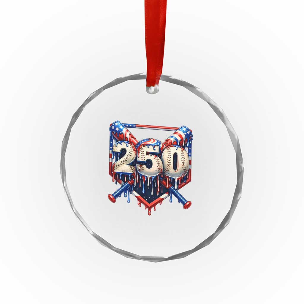 Patriotic Baseball Drip Crystal Glass Ornament USA 250th Anniversary Gift