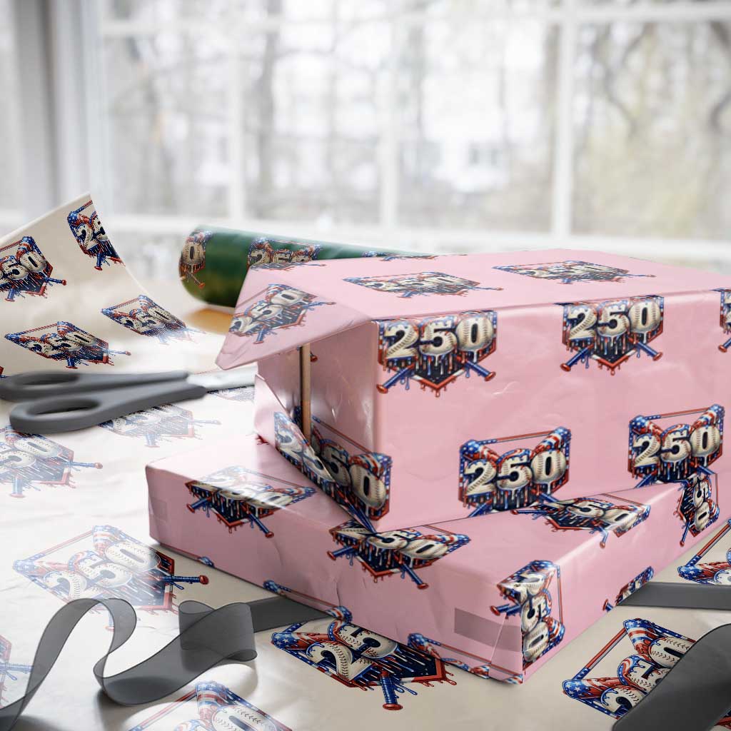 Patriotic Baseball Drip Wrapping Paper Roll USA 250th Anniversary Gift