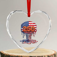 Patriotic Basketball Drip Heart Crystal Glass Ornament USA 250th Anniversary Gift