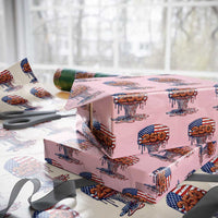 Patriotic Basketball Drip Wrapping Paper Roll USA 250th Anniversary Gift