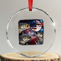 Patriotic Bass Fishing Moon Crystal Glass Ornament 4th Of July Fisherman Gift